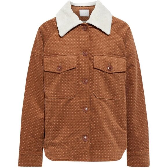 NWT Joie brown faux sherpa collar printed jacket - Picture 9 of 10